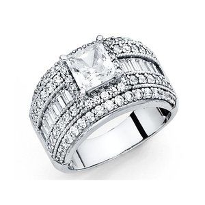 14KT White Gold CZ Engagement Ring